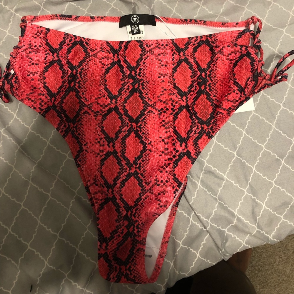 Pink snake print high waisted bikini